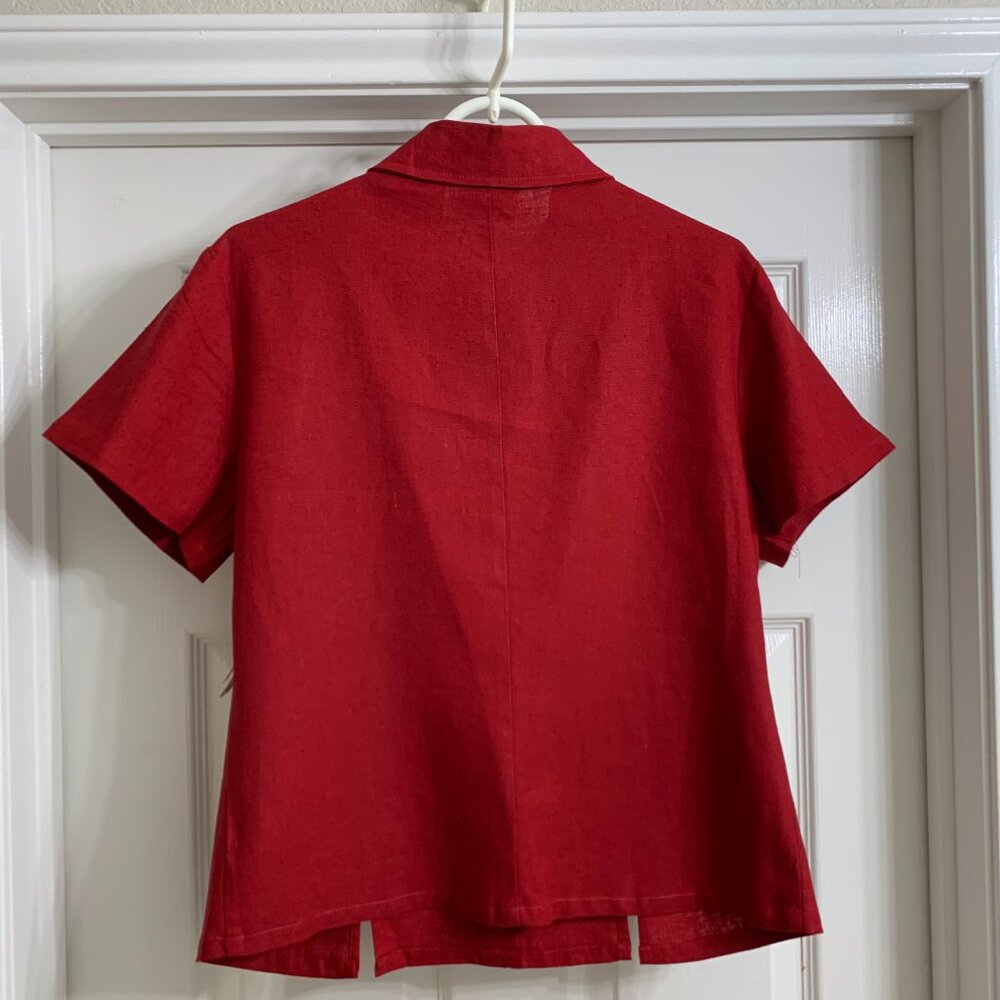 Studio East Petite Women's Crimson Red Blouse, Size 14P, NWT - Picture 2 of 3